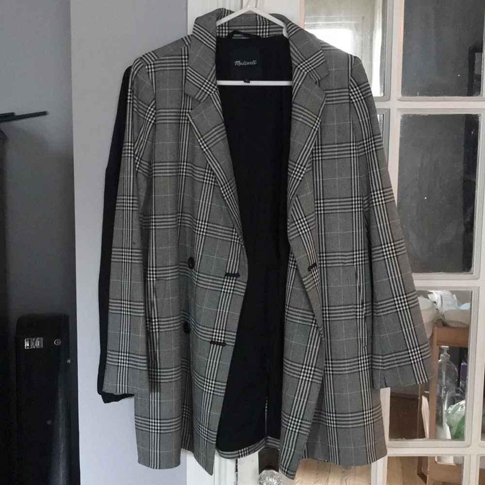 Madewell Caldwell Gray Oversized Plaid Blazer Sz M